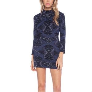 Free People bodycon cutout mod dress 3/4 sleeve